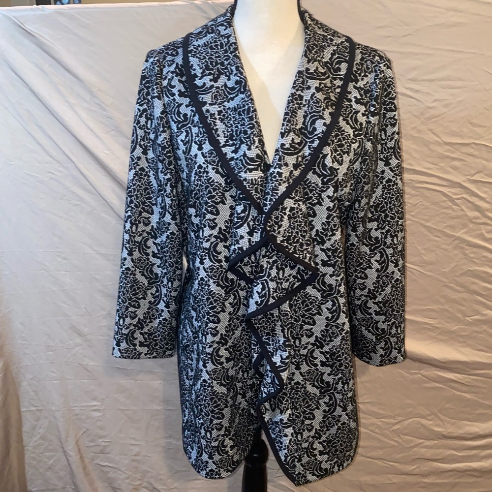 Tahari Waterfall Draped Open Front Cardigan Women’s Size 10